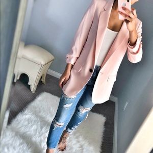 H&M long blush blazer